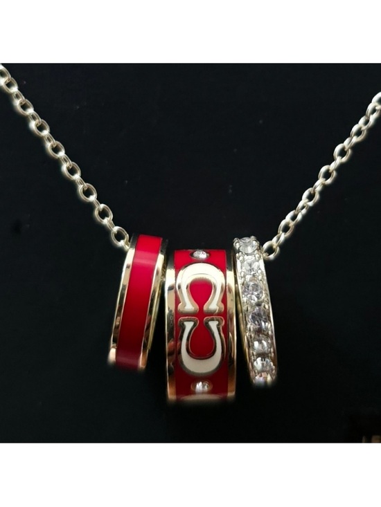 Coach Jewelry - COACH Red Enamel and Crystal Pendant Necklace - Women Jewelry